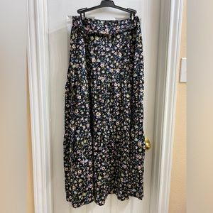 Who What Wear Floral Vine Skirt Size 6 Side Zipper Multicolor 100% Cotton